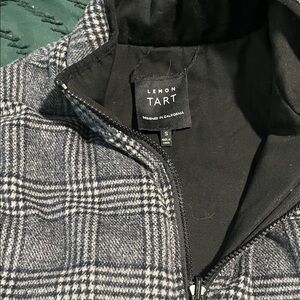 Lemon Tart Black and Gray Checkered Vest